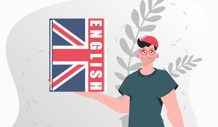 concept of learning english a man holds vector image