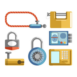 door locks different types padlock latches vector