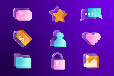 Gradient glassmorphism elements set vector