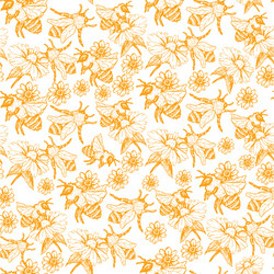 Honey bee seamless pattern sketch hand drawn Vector Image