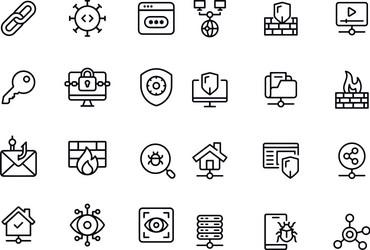 network and protection icon set vector