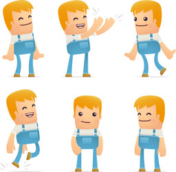 set of mechanic character in different poses vector