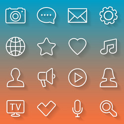 Web line icon set on gradient background vector