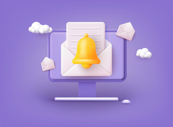 computer with notifications reminder design vector