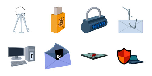 hacker and hacking icons in set collection vector