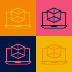 pop art line 3d modeling icon isolated on color vector image