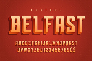 Retro 3D Alphabet Display Font vector image