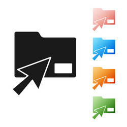 black cursor click document folder icon isolated vector image