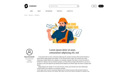 Builder in shadow of sharp lines style vector
