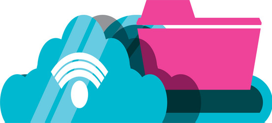 cloud computing with wifi signal and folder vector image