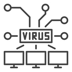 computers with virus pc network linear icon vector image