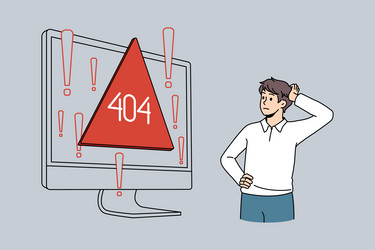 Confused man stressed with computer mistake vector