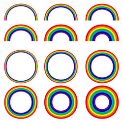 Different rainbow shapes set of 12 element vector