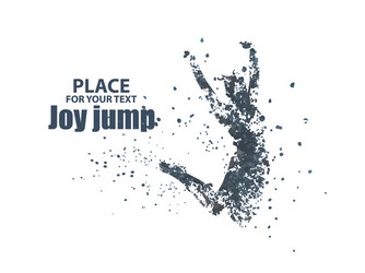 Dynamic Woman Jump with Particle Effect vector image