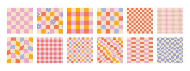 Groovy Checkerboard Patterns vector image