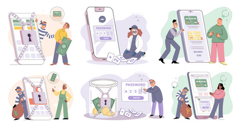 Hacker activity big set hacking computer Vector Image