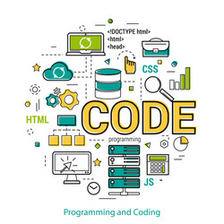 Laptop web development programming coding icon Vector Image