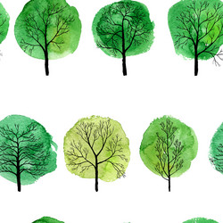 seamless pattern with deciduous trees vector image