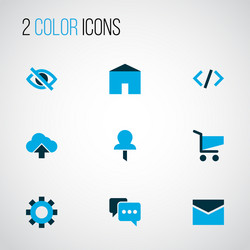 User icons colored set with setting comment home vector