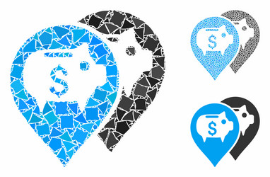 bank map pointers composition icon raggy items vector image