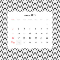 calendar page for august 2015 vector