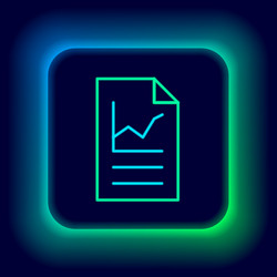 glowing neon line document with graph chart icon vector image