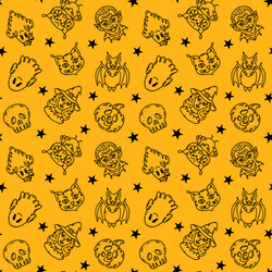 seamless pattern with characters in doodle style vector image