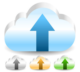 cloud with arrow upload buttons 3 colors vector image