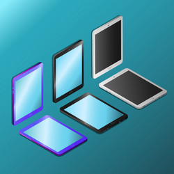 digital tablets with empty screens in isometry vector