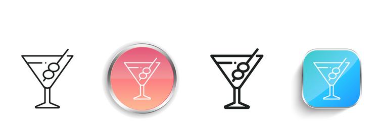martini icon thin linear regular and button style vector image