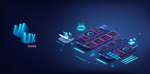 modern mobile app ui ux kit design 3d isometric vector image