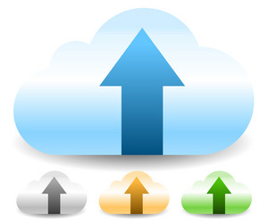 cloud with arrow upload buttons 3 colors vector image