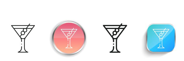 martini icon thin linear regular and button style vector image