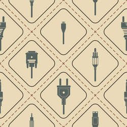 seamless background with different power cord plug vector image