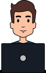 Young man with laptop avatar character vector