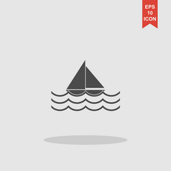 Boat and sea wave icon vector