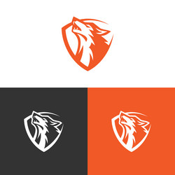 Powerful Wolf Shield Logo Vector Image