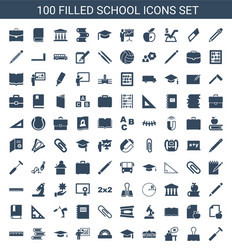 100 school icons vector