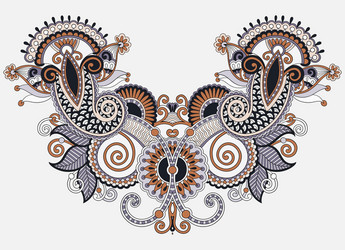 neckline ornate floral paisley embroidery fashion vector