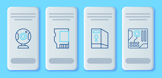 set line sd card case of computer web camera vector image