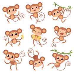 baby monkey wild cartoon animals playing vector