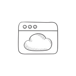 browser window with cloud sketch icon vector image