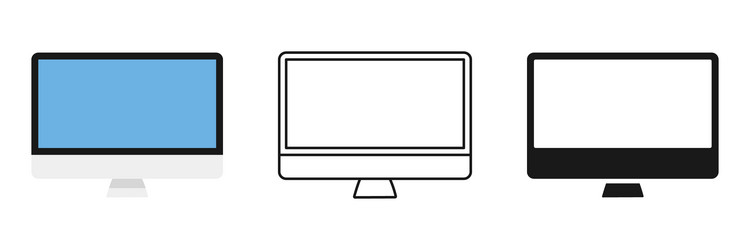 personal computer isolated and linear icon vector image
