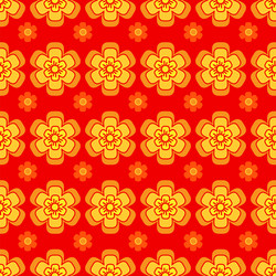 seamless pattern abstract flowers on a red vector image