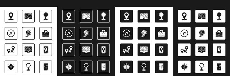 set push pin earth globe compass location vector image