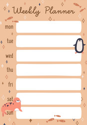 weekly planners page design with lines for daily vector