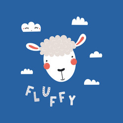 Sheep lamb face head icon set cloud shape jumping Vector Image