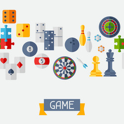 seamless pattern with game icons in flat design vector image