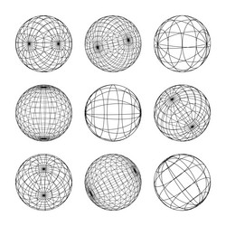wireframe shapes lined sphere perspective mesh vector image
