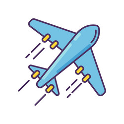 Airplane blue rgb color icon flight with airlines vector